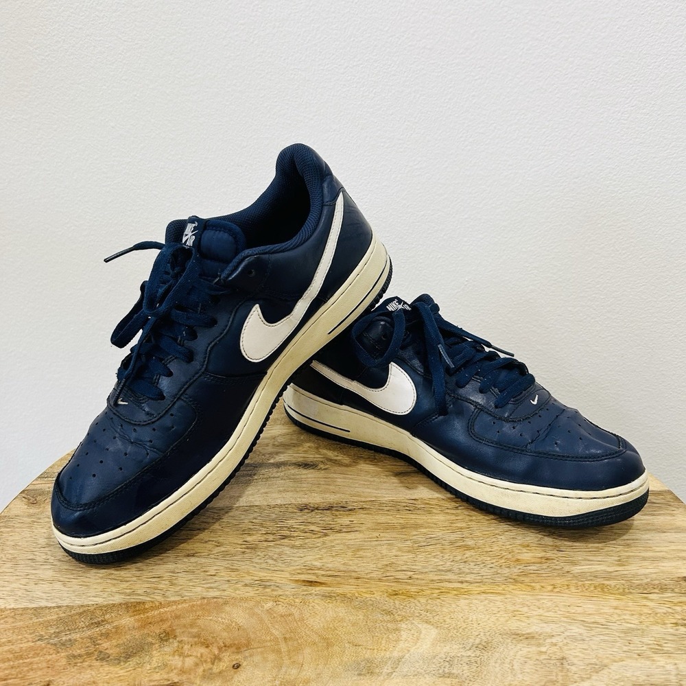 Men's Nike Air Force 1 Low Midnight Navy White Sneakers Shoes 488298-436 Size 13